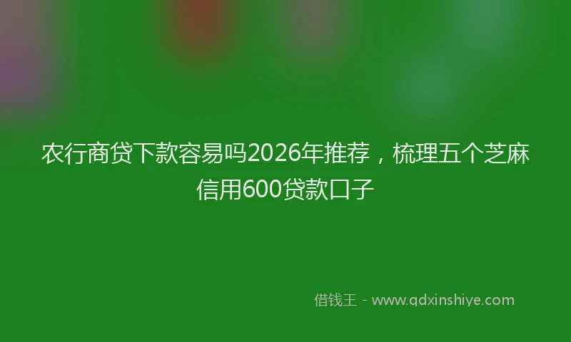 农行商贷下款容易吗2026年推荐，梳理五个芝麻信用600贷款口子