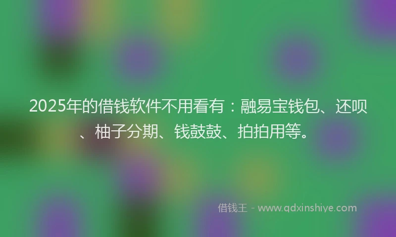 2025年的借钱软件不用看有:融易宝钱包、还呗、柚子分期、钱鼓鼓、拍拍用等。