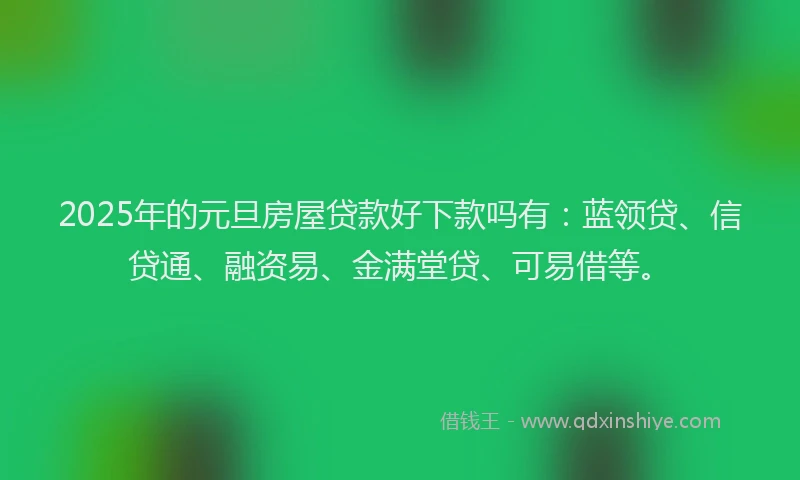 2025年的元旦房屋贷款好下款吗有：蓝领贷、信贷通、融资易、金满堂贷、可易借等。