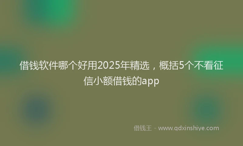借钱软件哪个好用2025年精选，概括5个不看征信小额借钱的app