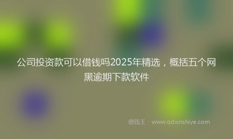公司投资款可以借钱吗2025年精选，概括五个网黑逾期下款软件