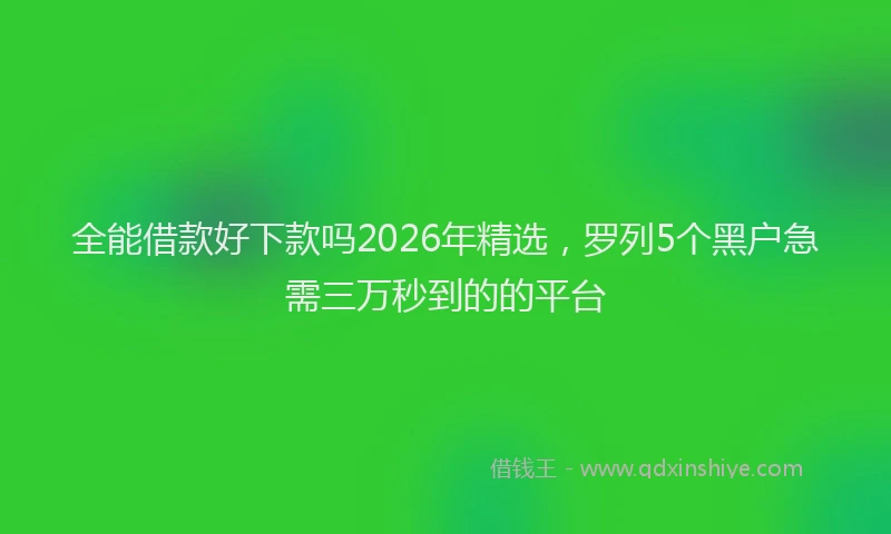 全能借款好下款吗2026年精选，罗列5个黑户急需三万秒到的的平台