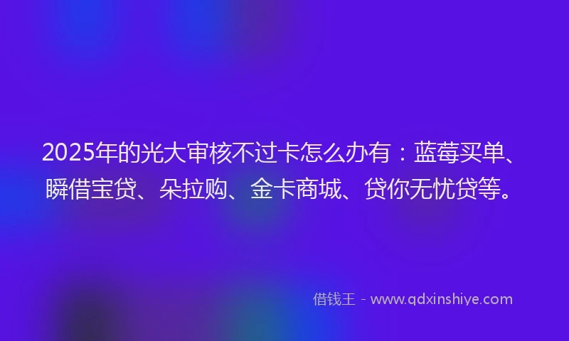 2025年的光大审核不过卡怎么办有:蓝莓买单、瞬借宝贷、朵拉购、金卡商城、贷你无忧贷等。