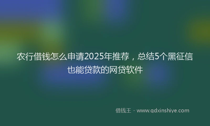 农行借钱怎么申请2025年推荐，总结5个黑征信也能贷款的网贷软件