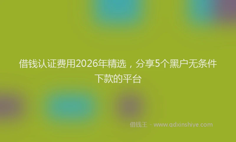 借钱认证费用2026年精选，分享5个黑户无条件下款的平台
