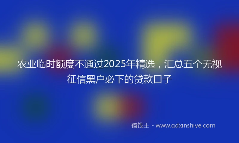 农业临时额度不通过2025年精选，汇总五个无视征信黑户必下的贷款口子