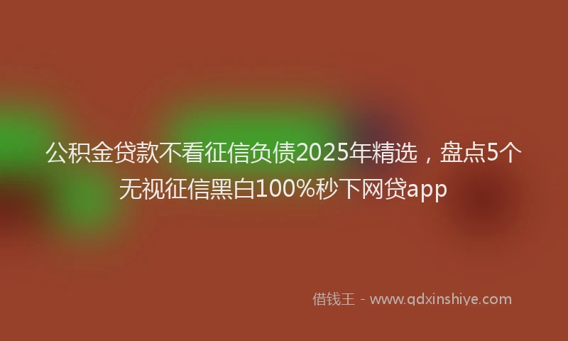 公积金贷款不看征信负债2025年精选，盘点5个无视征信黑白100%秒下网贷app