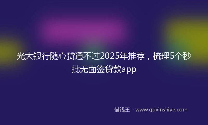 光大银行随心贷通不过2025年推荐，梳理5个秒批无面签贷款app