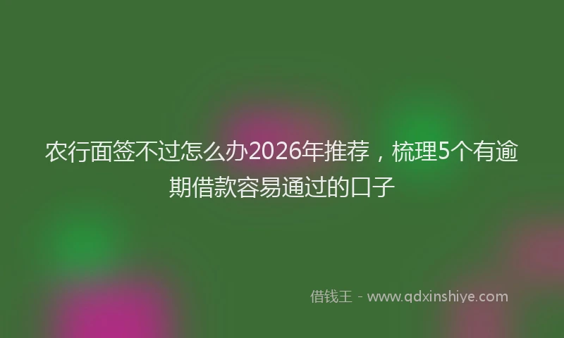 农行面签不过怎么办2026年推荐，梳理5个有逾期借款容易通过的口子