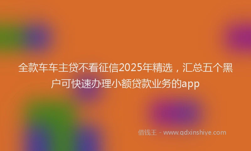 全款车车主贷不看征信2025年精选，汇总五个黑户可快速办理小额贷款业务的app