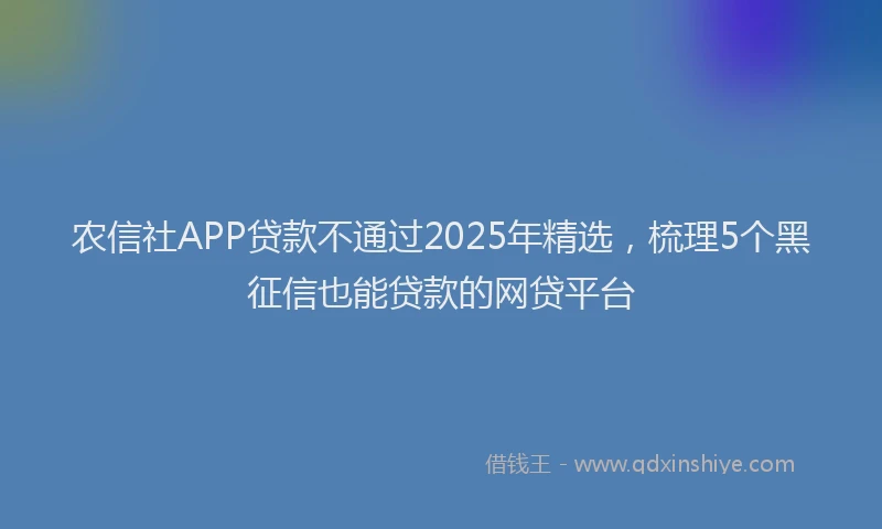 农信社APP贷款不通过2025年精选，梳理5个黑征信也能贷款的网贷平台