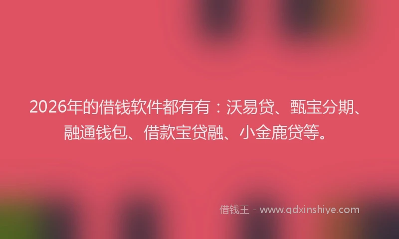 2026年的借钱软件都有有：沃易贷、甄宝分期、融通钱包、借款宝贷融、小金鹿贷等。