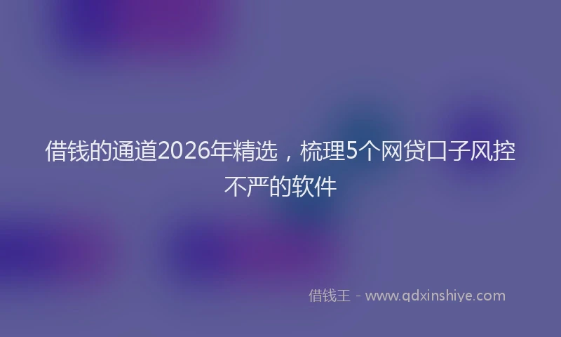 借钱的通道2026年精选，梳理5个网贷口子风控不严的软件
