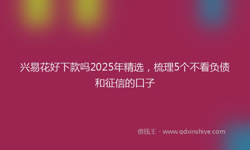 兴易花好下款吗2025年精选，梳理5个不看负债和征信的口子