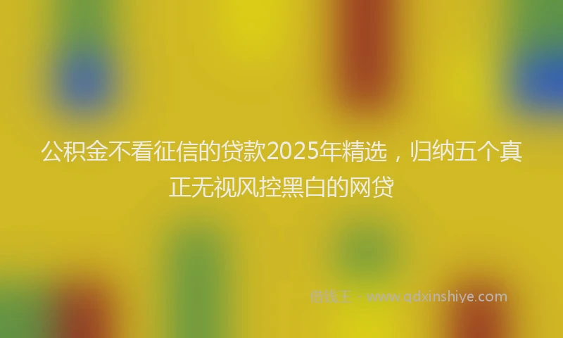 公积金不看征信的贷款2025年精选，归纳五个真正无视风控黑白的网贷