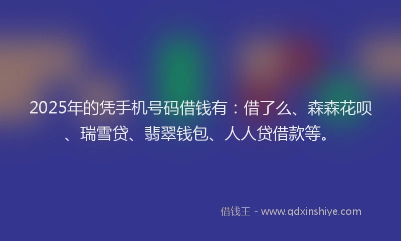2025年的凭手机号码借钱有：借了么、森森花呗、瑞雪贷、翡翠钱包、人人贷借款等。