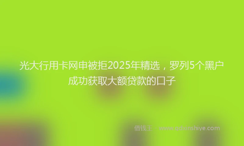光大行用卡网申被拒2025年精选，罗列5个黑户成功获取大额贷款的口子
