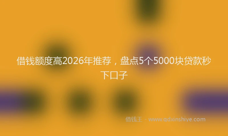 借钱额度高2026年推荐，盘点5个5000块贷款秒下口子