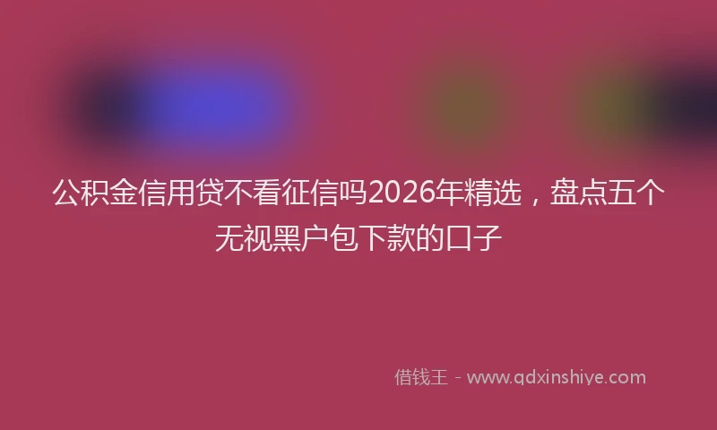 公积金信用贷不看征信吗2026年精选，盘点五个无视黑户包下款的口子