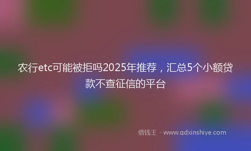 农行etc可能被拒吗2025年推荐，汇总5个小额贷款不查征信的平台