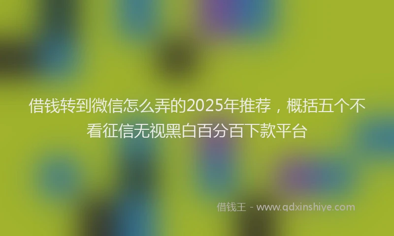 借钱转到微信怎么弄的2025年推荐，概括五个不看征信无视黑白百分百下款平台
