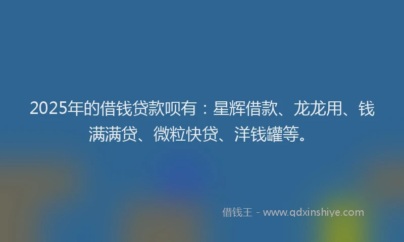 2025年的借钱贷款呗有：星辉借款、龙龙用、钱满满贷、微粒快贷、洋钱罐等。