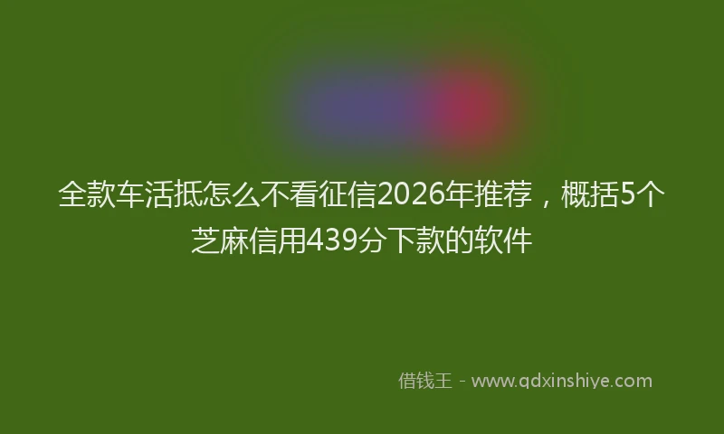 全款车活抵怎么不看征信2026年推荐，概括5个芝麻信用439分下款的软件