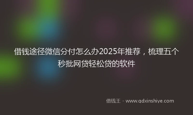 借钱途径微信分付怎么办2025年推荐,梳理五个秒批网贷轻松贷的软件