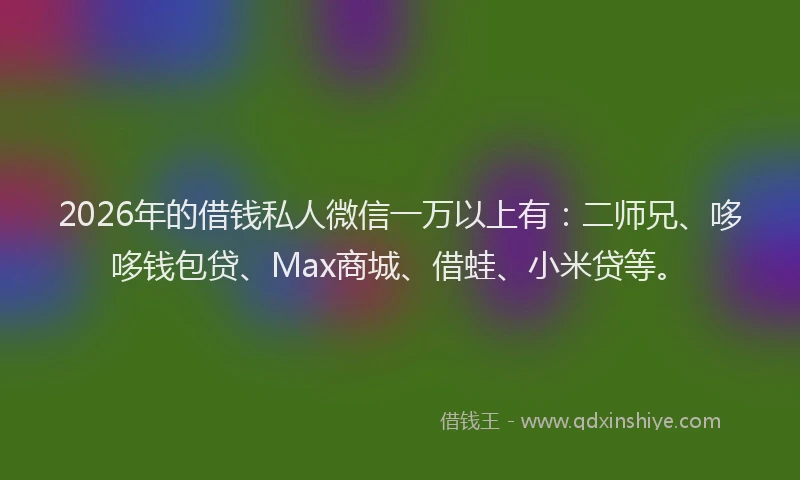 2026年的借钱私人微信一万以上有：二师兄、哆哆钱包贷、Max商城、借蛙、小米贷等。