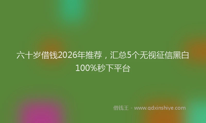六十岁借钱2026年推荐，汇总5个无视征信黑白100%秒下平台