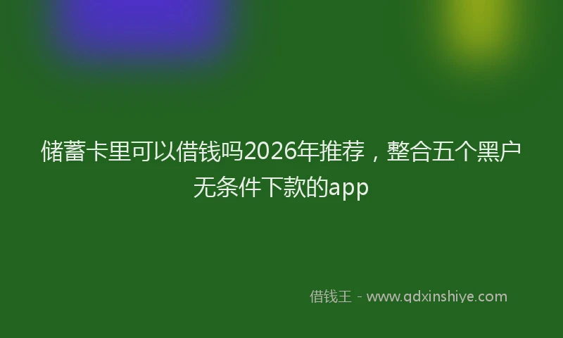 储蓄卡里可以借钱吗2026年推荐，整合五个黑户无条件下款的app