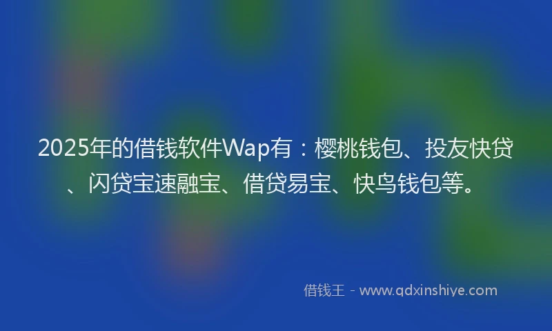 2025年的借钱软件Wap有：樱桃钱包、投友快贷、闪贷宝速融宝、借贷易宝、快鸟钱包等。