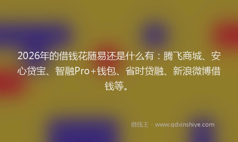 2026年的借钱花随易还是什么有：腾飞商城、安心贷宝、智融Pro+钱包、省时贷融、新浪微博借钱等。