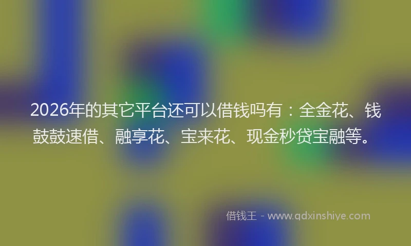 2026年的其它平台还可以借钱吗有:全金花、钱鼓鼓速借、融享花、宝来花、现金秒贷宝融等。