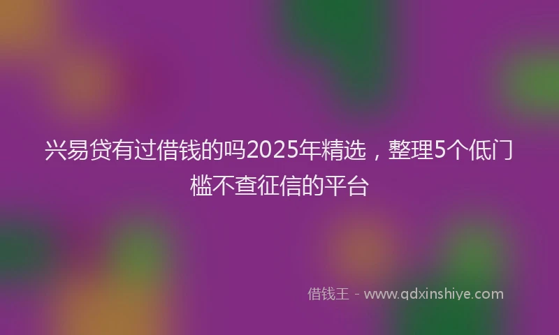 兴易贷有过借钱的吗2025年精选，整理5个低门槛不查征信的平台
