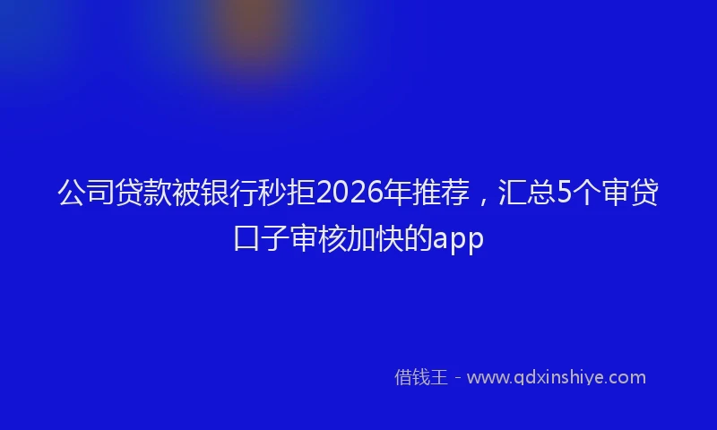 公司贷款被银行秒拒2026年推荐，汇总5个审贷口子审核加快的app