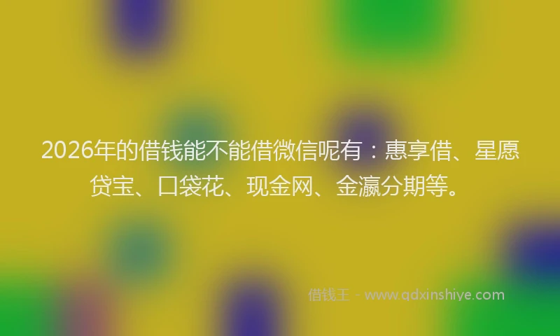2026年的借钱能不能借微信呢有：惠享借、星愿贷宝、口袋花、现金网、金瀛分期等。