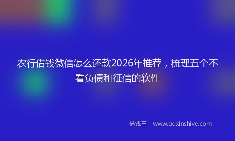 农行借钱微信怎么还款2026年推荐，梳理五个不看负债和征信的软件