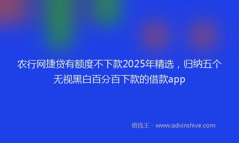 农行网捷贷有额度不下款2025年精选，归纳五个无视黑白百分百下款的借款app