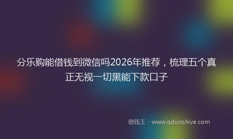 分乐购能借钱到微信吗2026年推荐，梳理五个真正无视一切黑能下款口子