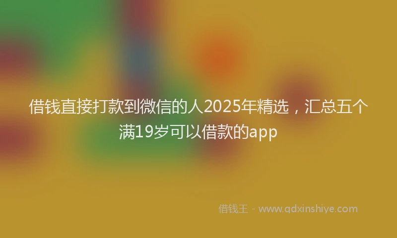 借钱直接打款到微信的人2025年精选，汇总五个满19岁可以借款的app