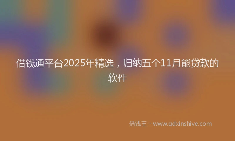 借钱通平台2025年精选,归纳五个11月能贷款的软件