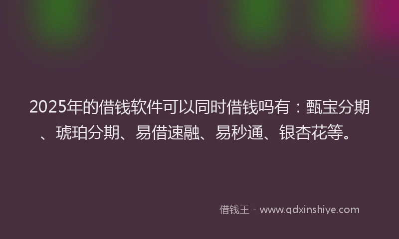 2025年的借钱软件可以同时借钱吗有：甄宝分期、琥珀分期、易借速融、易秒通、银杏花等。