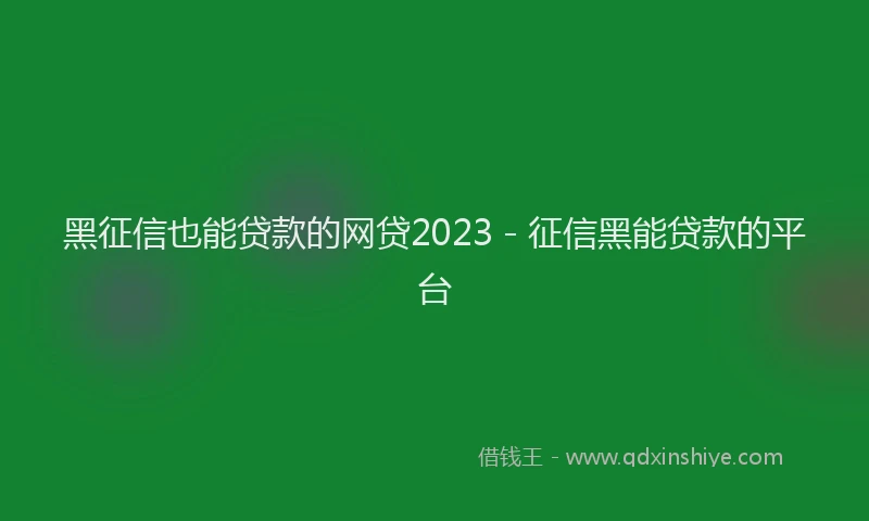黑征信也能贷款的网贷2023 - 征信黑能贷款的平台