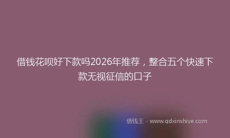 借钱花呗好下款吗2026年推荐，整合五个快速下款无视征信的口子