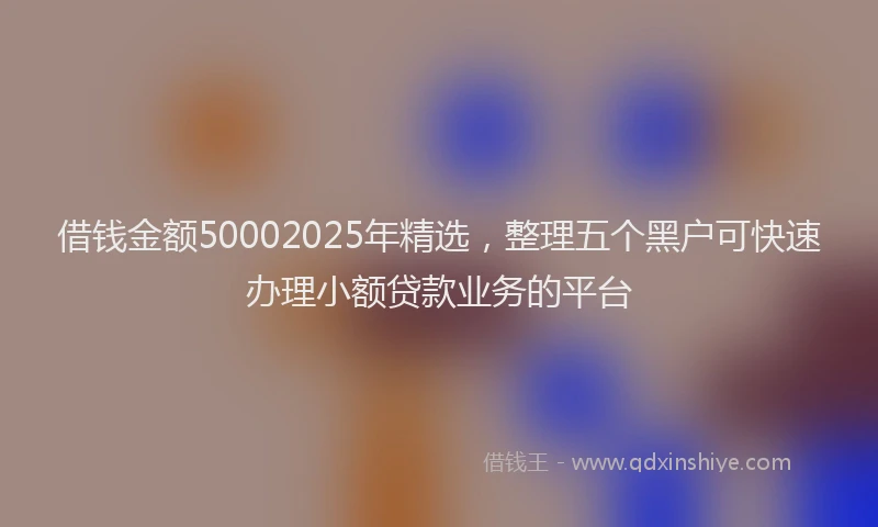 借钱金额50002025年精选，整理五个黑户可快速办理小额贷款业务的平台