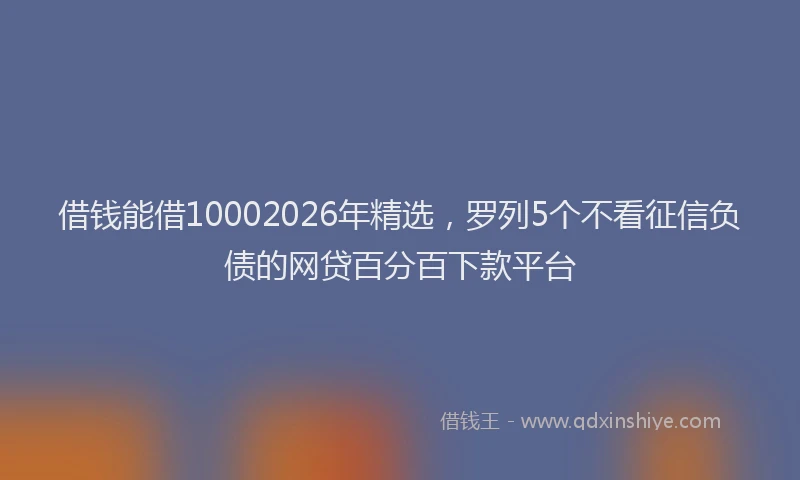 借钱能借10002026年精选，罗列5个不看征信负债的网贷百分百下款平台