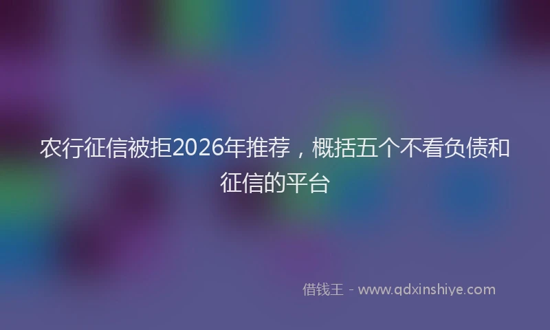 农行征信被拒2026年推荐，概括五个不看负债和征信的平台