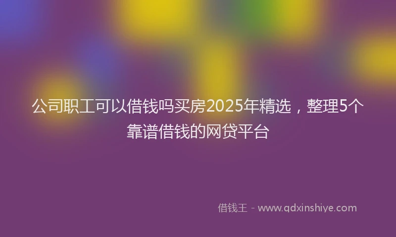 公司职工可以借钱吗买房2025年精选，整理5个靠谱借钱的网贷平台