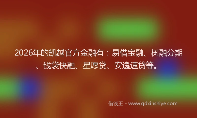 2026年的凯越官方金融有：易借宝融、树融分期、钱袋快融、星愿贷、安逸速贷等。